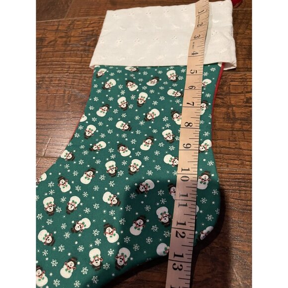 Set Of 3 Vintage Handmade Christmas Stockings With Snowman & Floral Prints 16" - Picture 4 of 15